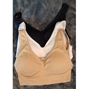 Comfort Bra m. fast sk�l (3 pak) Kun Small - 1 hudfarvet, 1 sort og 1 hvid.
