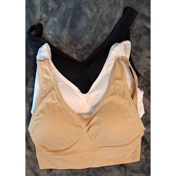 Comfort Bra m. fast sk�l (3 pak) Kun Small - 1 hudfarvet, 1 sort og 1 hvid.