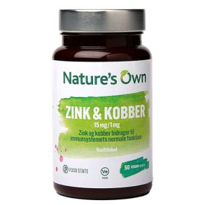 Nature's Own Zink og Kobber Food State - 50 tabletter