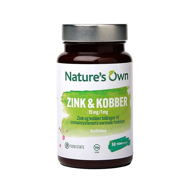 Nature's Own Zink og Kobber Food State - 50 tabletter