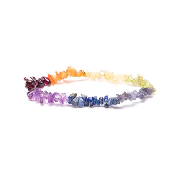 Mala armbnd med Krystalchips i de 7 Chakrafarver