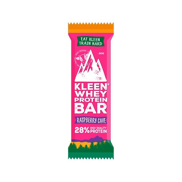 Kleen Whey Raspberry Cave Proteinbar - 4 stk.