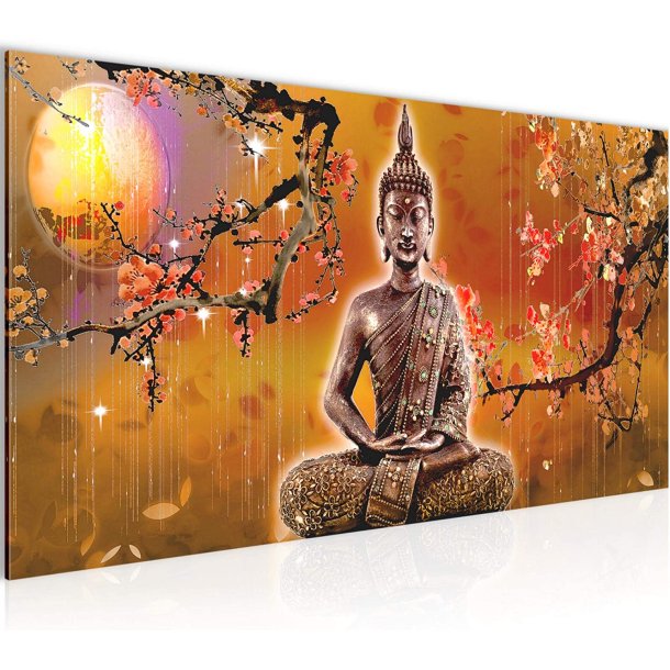 Feng Shui stemningsbillede med Buddha - 100 x 40 cm