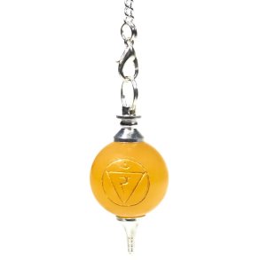 Pendul af gul aventurin med symbol p det 3. chakra - Manipura