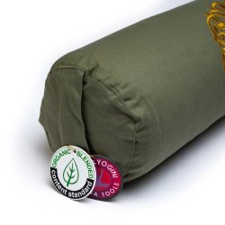 Yogi &amp; Yogini kologisk Yogaplle med boghvedeskaller Olivengrn, Livets tr - 60 x 16 cm.