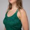 Yamadhi Racerback Yogatop med spaghettistropper - Mrkegrn med bladmnster