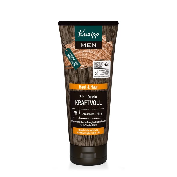 Kneipp MEN 2-i-1 Kraftfuld - Showergel/shampoo til mnd - 200 ml.