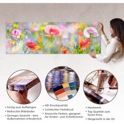 Stemningsbillede af valmuer p kanvas - 120 x 40 cm