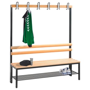 C+P Garderobebnk med skohylde og 6 knager - 165 x 150 x 40 cm.