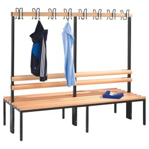 C+P Dobbeltsidet Garderobebnk uden skohylde med 16 knager - 165 x 200 x 75,6 cm.