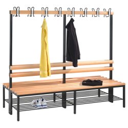 C+P Dobbeltsidet Garderobebnk med skohylde og 16 knager - 165 x 200 x 75,6 cm.