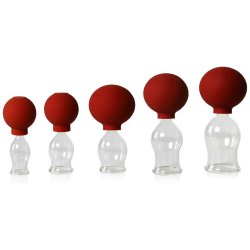 Lauschaer Glas Cupping st i glas med bold m. 5 strrelser - Fra  2,5 til 6,0 cm.