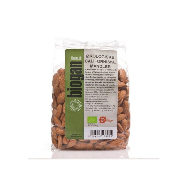 Biogan Californiske Mandler - kologiske - 400 g.