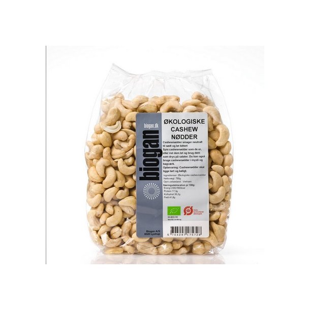 Biogan Cashewndder - kologiske - 750 g.