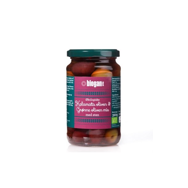 Biogan Kalamata  oliven & grnne oliven m. sten - 320 g