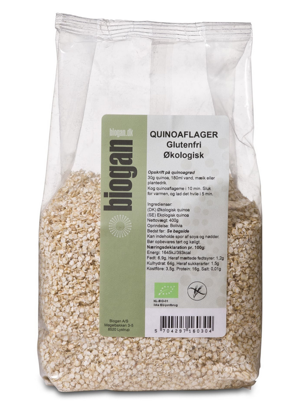 Biogan Quinoa flager, glutenfri 400 gr. Kropsform.dk