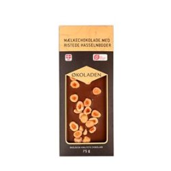 koladen Mlkechokolade m. Ristede Hasselndder, kologisk - 75 g.