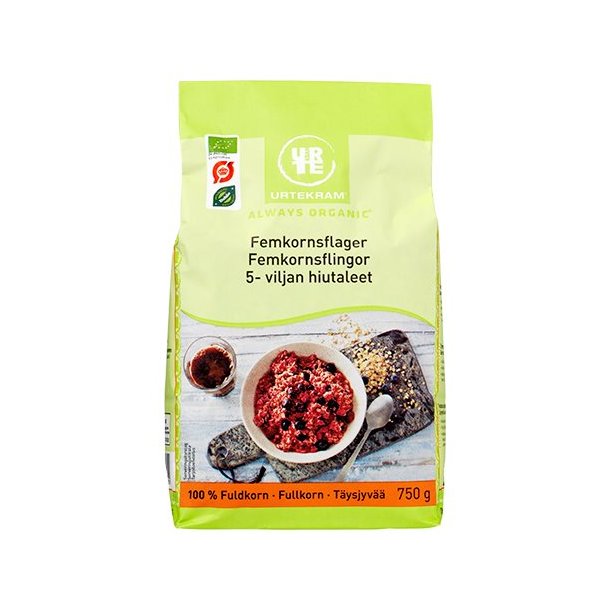 Urtekram Femkornsflager, kologiske - 750 g