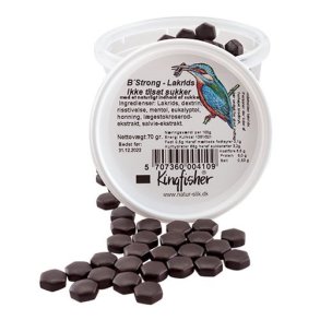 Kingfisher Lakrids Bee Strong m. urter og honning - 70 gr.