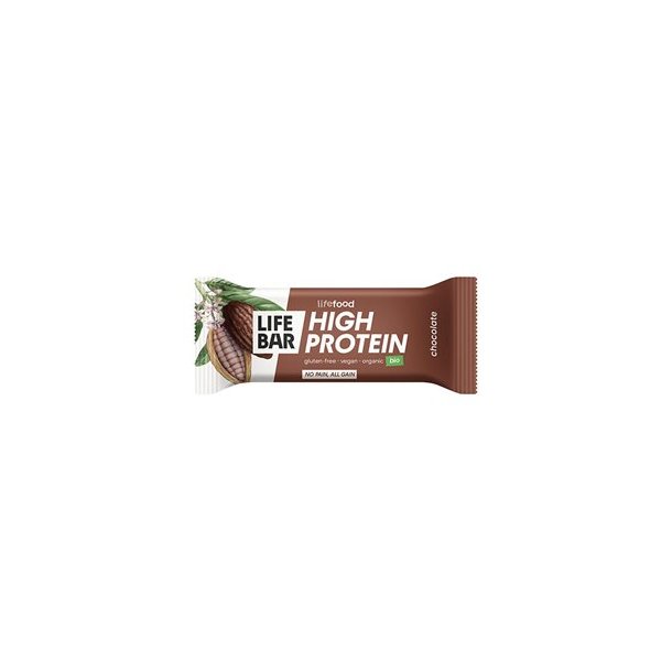 LifeBar Proteinbar m. Chokolade, �kologisk, Vegansk, Glutenfri - 40 g.