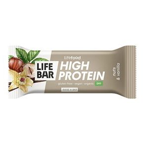 LifeBar Proteinbar m. N�dder og Vanilje, �kologisk, Vegansk, Glutenfri - 40 g.