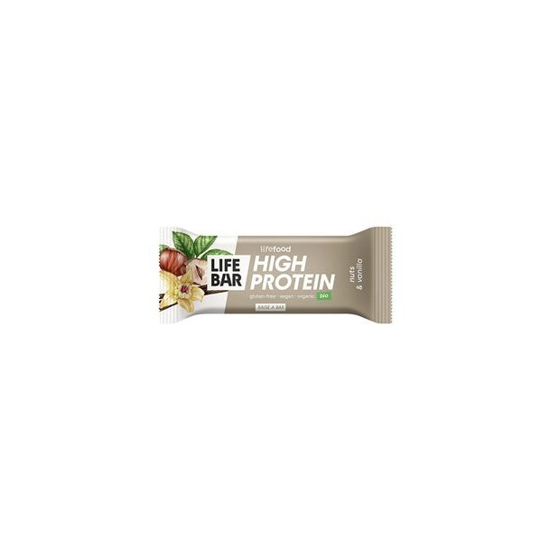 LifeBar Proteinbar m. N�dder og Vanilje, �kologisk, Vegansk, Glutenfri - 40 g.