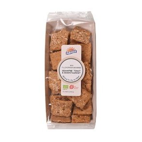 Rmer Mini Fuldkornsknkbrd m. sesamfr, tomat og emmentalerost, kologisk - 90 g.