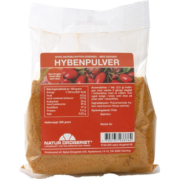 Natur-Drogeriet Hybenpulver fint m. kerner - 200 g.