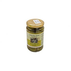 Rømer Grønne Oliven med hvidløg, Økologisk - 320 g.