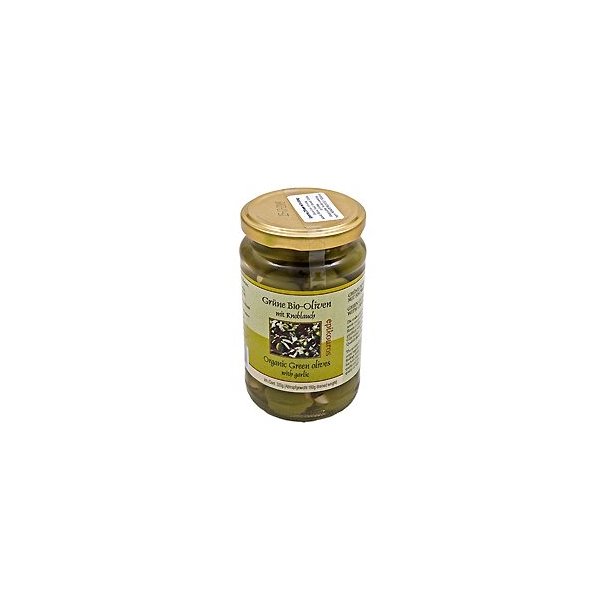 Rmer Grnne Oliven med hvidlg, kologisk - 320 g.