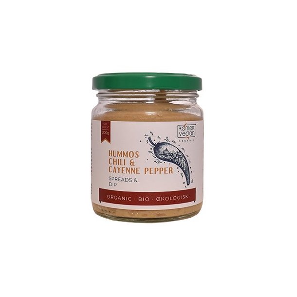 Rmer Vegan Smreplg Hummus Chili & Cayenne peber, kologisk - 200 g.