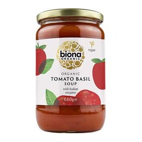 Biona Organic Tomat- og basilikumsuppe, kologisk - 680 g.
