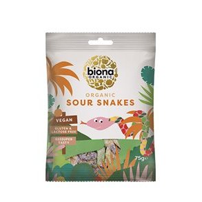 Biona Organic Vingummi Syrlige Slanger, kologisk - 75 g.
