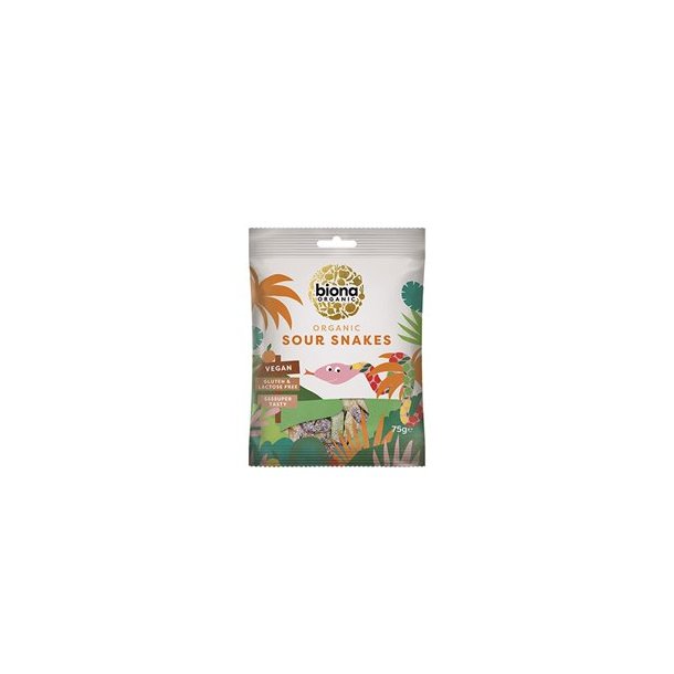 Biona Organic Vingummi Syrlige Slanger, kologisk - 75 g.