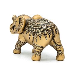 Elefant statue, Guld farvet - 22 x 10 x 13