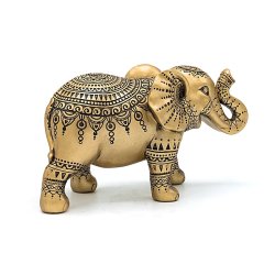 Elefant statue, Guld farvet - 22 x 10 x 13