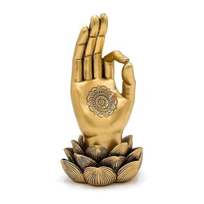 Gyan Mudra statue, Guld farvet - 12 x 10 x 21,5 cm