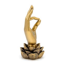 Gyan Mudra statue, Guld farvet - 12 x 10 x 21,5 cm