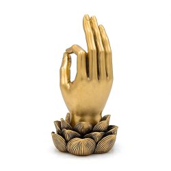 Gyan Mudra statue, Guld farvet - 12 x 10 x 21,5 cm