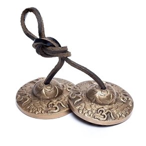 Tingsha Bækkener/Pendler i messing - Ohm med Lotus
