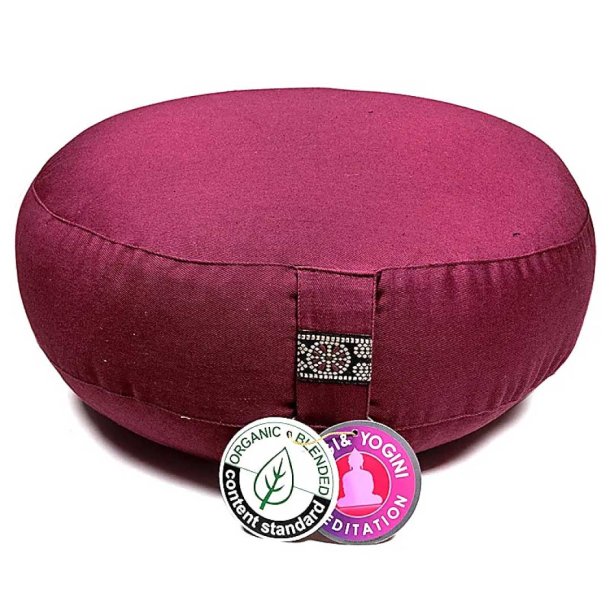Yogi & Yogini Meditationspude i økologisk bomuld - 33x12 Aubergine