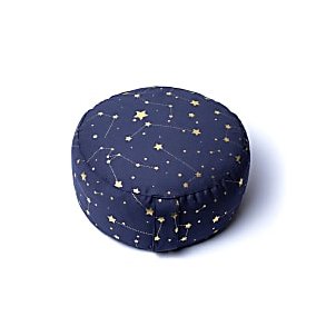 Yogi & Yogini kologisk Meditationspude m. Boghvedeskaller i Mrkebl , Stjernenat - 17 x 33 cm.