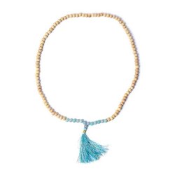 Malakde med Tulsiperler, Angelite og Amazonit i AA kvalitet - 108 perler