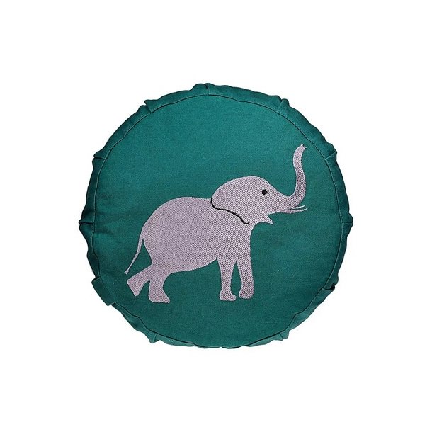 Yogi &amp; Yogini Meditationspude til brn m. boghvedeskaller i grn, Elefant - 25 x 10 cm
