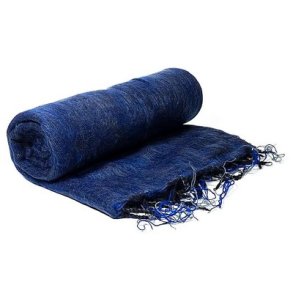 Meditationssjal Pashmina i bld bomuld-akrylblanding - Mrk Bl