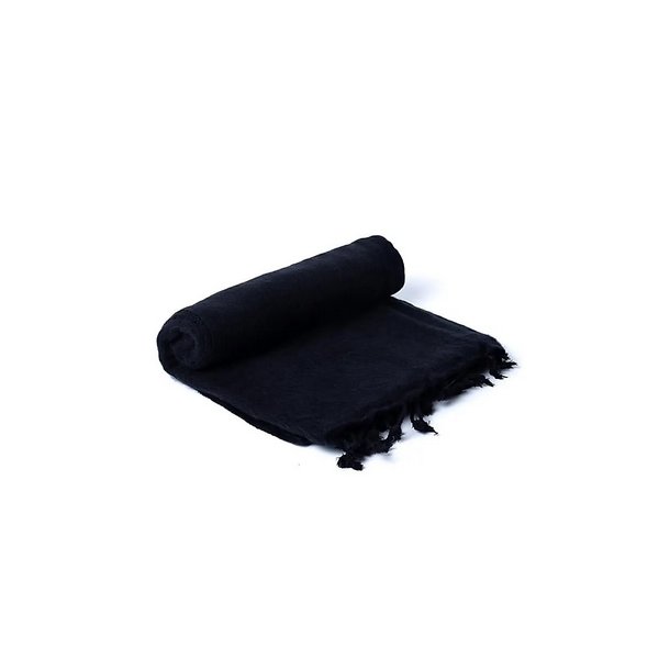 Meditationssjal i bld og plysset bomuld-akrylblanding - Sort