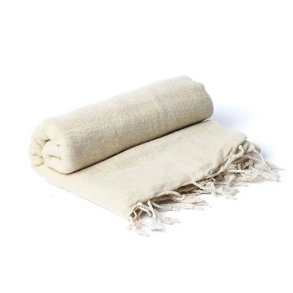 Meditationssjal i bld og plysset bomuld-akrylblanding - Cream