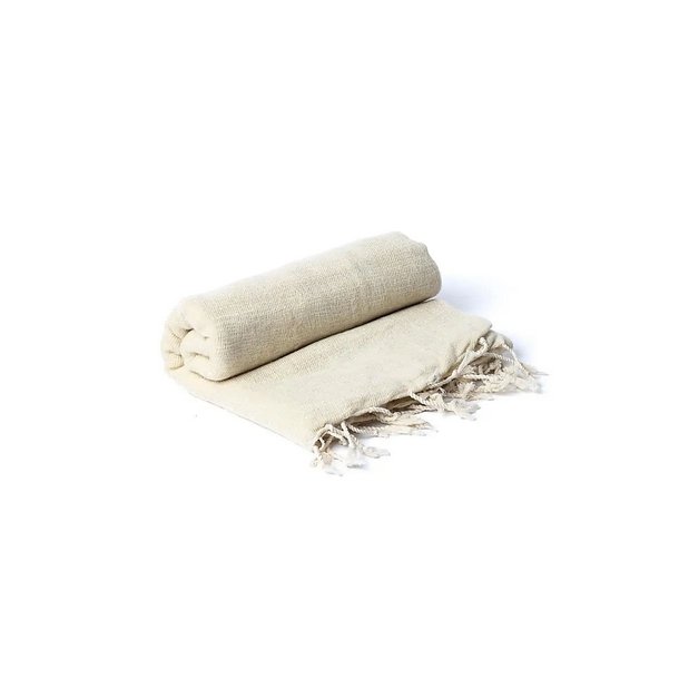 Meditationssjal i bld og plysset bomuld-akrylblanding - Cream