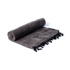 Meditationssjal i bld og plysset bomuld-akrylblanding - Mrk brun/sort