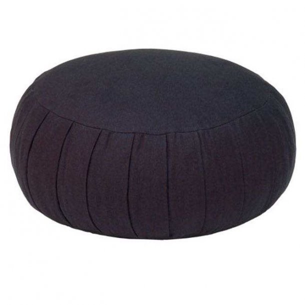 Zafu Basic Meditationspude med speltskaller - 36 x 17 cm. Sort
